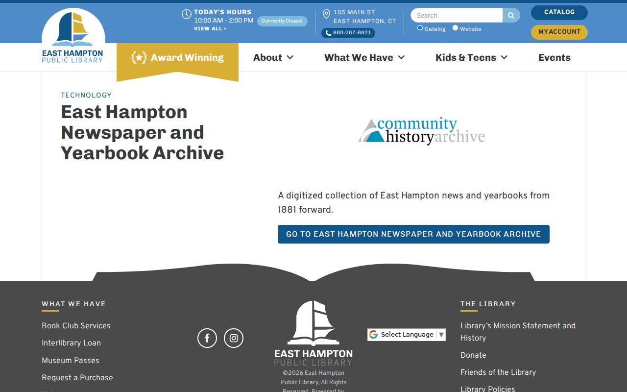 Town of East Hampton city directory newspaper and yearbook archive