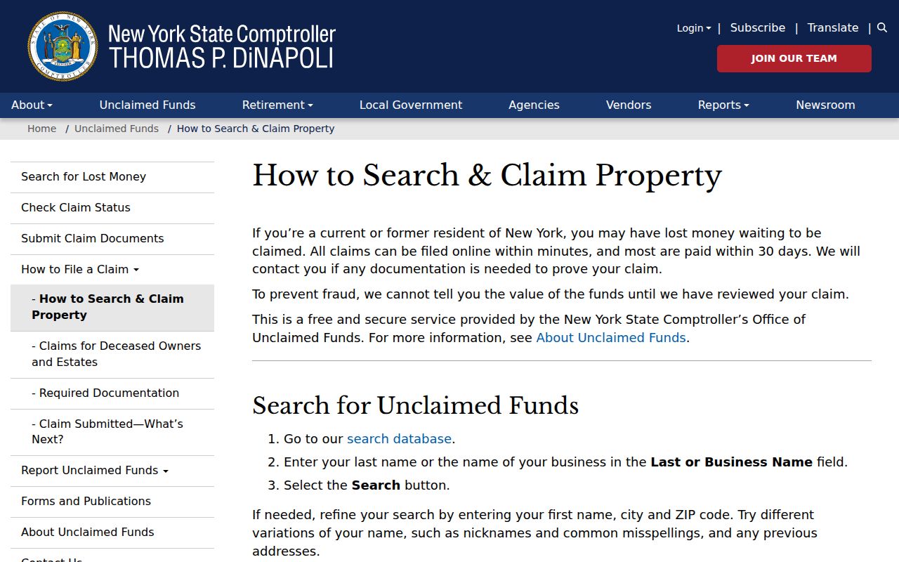 Town of East Hampton residents directory New York unclaimed funds search